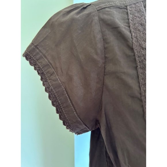 Women's Caribbean Joe Top Size Petite Small Brown Embellished Side Slits - Picture 6 of 13